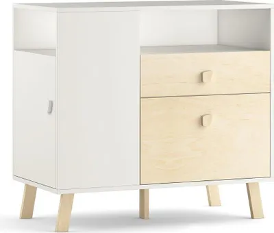 Produktbild von MAGI Wickelkommode aus Holz, Weiß, Skandinavisch, 1 Schublade, 6 Ablageflächen, 90x98x50 cm