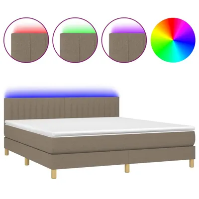 Produktbild von vidaXL Boxspringbett mit Matratze & LED Taupe 160x200 cm Stoff