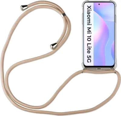 Produktbild von Xiaomi Hülle mit Band Schutzhülle Handykette Silikon Handy Tasche mit Schnur Neu Xiaomi Mi 10 Lite 5G Beige / Braun