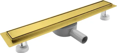 Produktbild von Duschablauf Linear Flach Siphon 360 Edelstahl Gold Größe 110 cm