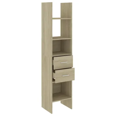 A tall, narrow bookshelf with two drawers.