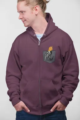 Produktbild von D&B Uni Hoodie ZIPPO00006 Cat Skeleton Braun-Größe S
