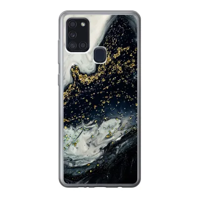 Produktbild von MuchoWow® Handyhülle Schutzhülle Hülle für Samsung Galaxy A21s Marmor - Naturstein - Gold Silikon Softcase Handy Hülle - Hartschale