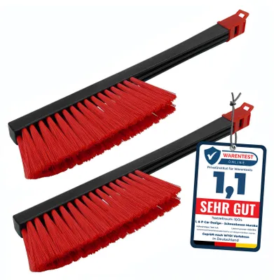Produktbild von 2x Schneebesen Auto MURSKA schnell, einfach & mühelos Schneefeger Auto 395mm Schneebürste - Besen für Schnee Finnland Schwarz Rot