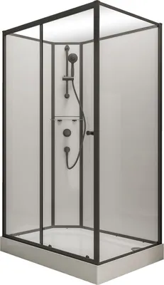 Produktbild von Schulte Komplettkabine - Version links, 120 x 80 x 204 cm, Sicherheitsglas (ESG) Klar hell, Mattschwarz