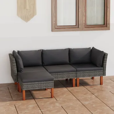 Produktbild von vidaXL 4-tlg. Garten-Lounge-Set mit Kissen Poly Rattan Grau