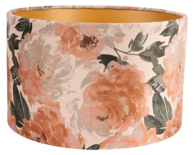 Image de Abat-jour de 25 cm - Motifs floraux - Rose - Tissu