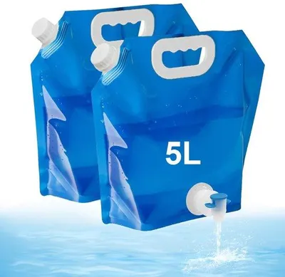 Produktbild von Unyqoos® Set mit 2 faltbaren Wasserkanistern mit Auslaufhahn (35 mm), Tragegriff, lebensmittelechter Kunststoff (BPA-frei), auslaufsicher für Camping & Outdoor