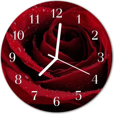 Produktbild von Glasuhr Wanduhr Küchenuhr Echt-Glas 30fi cm Rose rot
