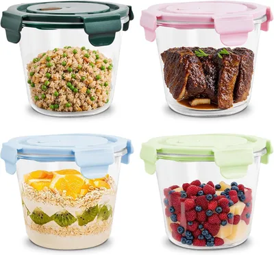 Image de Boîtes en verre de 710 ml, lot de 4, hermétiques, pour la cuisine