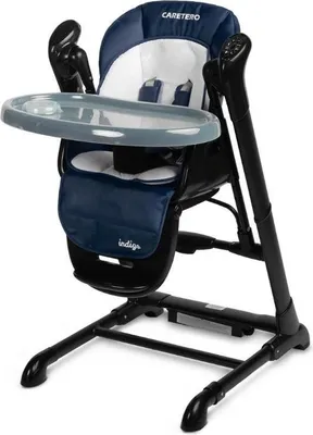 Image de CARETERO 2en1 Chaise haute de bébé à bascule Chaise à bascule électrique - Bleu marine