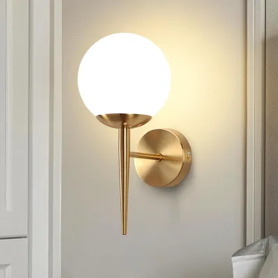 Image de ZMH Applique intérieure Applique chambre Eclairage mural Boule de verre Cage d'escalier Or Vintage Lampe de couloir Salle de bains Verre Abat-jour Design moderne E27 Eclairage pour couloir Salle de bains Sans ampoule