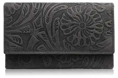 Produktbild von Damen floral vintage Leder Geldbörse groß schwarz Paolo Peruzzi T-108-HBL