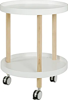 Produktbild von HAKU Beistelltisch auf Rollen Servierwagen natur, weiß - Massivholz, MDF, B/H/T: 50x60x50 cm
