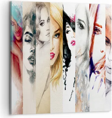 Produktbild von Bild auf Leinwand - Leinwandbild - Frauen Schönheit Dame Illustration - 60x60cm - Wand Bild - Wanddeko - Leinwanddruck - Bilder - Kunstdruck - Leinwand bilder - Wandkunst - AC60x60-3012