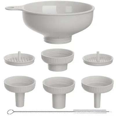 Produktbild von Küchen Trichter mit 5 Ausläufen Lebensmittelqualität Kunststoff Grau