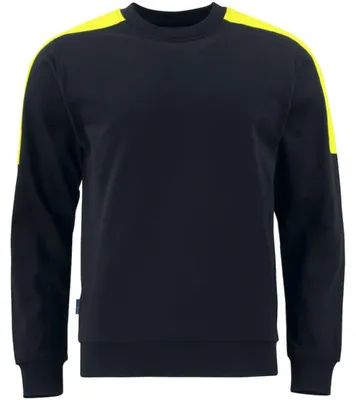 Immagine prodotto di Projob - Felpa "2125 Bluza" da uomo, con dettagli riflettenti, in cotone, modello ET938 (taglia L), colore nero/giallo