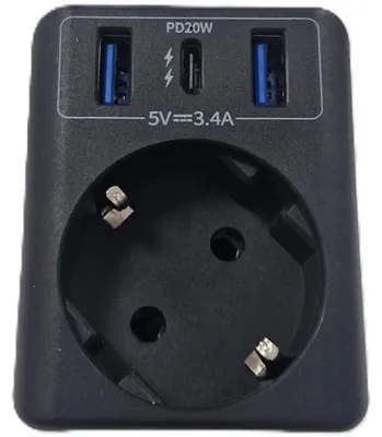 Obrázok produktu pre Cestovný adaptér XT-8018, vysokorýchlostný USB-C port, sada 10 kusov, čierna farba