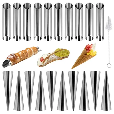 21-teiliges Edelstahl-Backformen-Set für Cannoli & Cremhörnchen