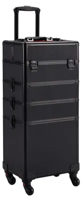 Produktbild von Yaheetech Kosmetikkoffer Alu Trolley 4 in 1 groß abschließbar 34x25x80,5 cm – Schwarz