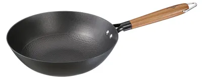 Wokpfanne 28 cm, emailliertes Gusseisen, schwarz, Induktion
