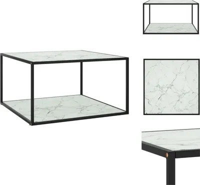 Produktbild von vidaXL Couchtisch Schwarz mit Weißem Glas Marmor-Optik 90x90x50 cm -  Couchtische