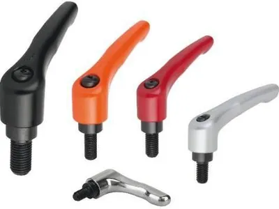 Produktbild von Klipp Klemmhebel (Klemmgriff) mit Gewindestift Spannhebel M 8 x 50 mm orange