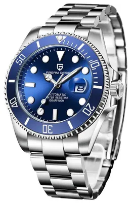 Immagine prodotto di Orologio da uomo Pagani Design Submariner, movimento meccanico, colore argento-blu
