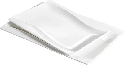Immagine prodotto di Servizio da tavola Lavish - Ciotola per snack - 2 pezzi - Vetroceramica bianca - Piatto da pranzo - Piatto lungo