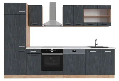 Immagine prodotto di Cucina componibile Vicco R-Line Calce nera/Rovere dorato 300 cm PL Marmo, Model 47371