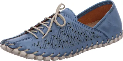 Produktbild von Gemini Damen Schnürschuh Leberschuh flexible Laufsohle luftiges Muster 031218-02, Größe:38 EU, Farbe:Blau