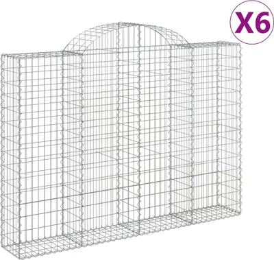 Productafbeelding van vidaXL Gabionen met boogvorm, 6 stuks, 200x30x140/160 cm, verzinkt staal