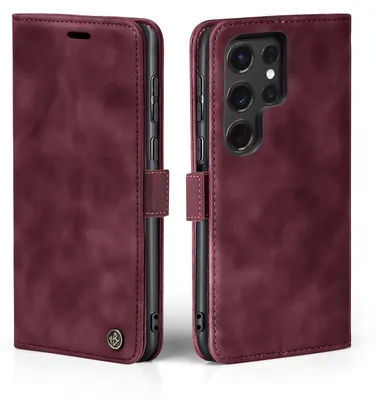 Produktbild von Handy Hülle für Samsung Galaxy S24 Ultra Klapphülle Bookcase Flip Cover Handy Tasche Etui Farbe: Weinrot