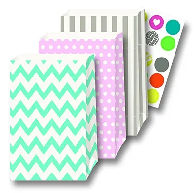 Produktbild von folia Papiertüten 120 x 60 x 210 mm mit Motiven sortiert 9 Stück