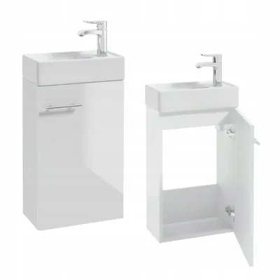 Image de Stamar | Armoire de salle de bain, avec lavabo- 40 x 22 cm - slim - blanc