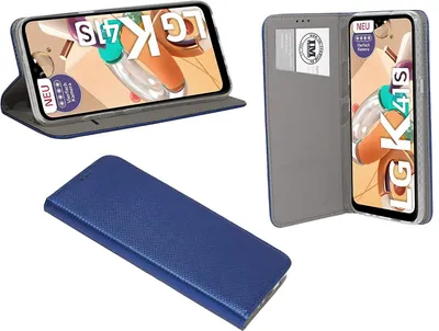 Zdjęcie produktu dla cofi1453® Etui Book "Smart" kompatybilne z telefonem komórkowym LG K41s pokrowiec portfel pokrowiec ochronny z funkcją podstawki, miejsce na kartę niebieski