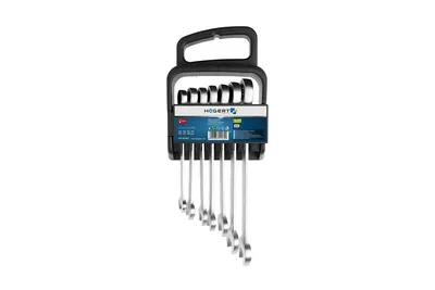 Produktbild von GTV Maul-Ringschlüssel-Set mit Ratsche 10-19 mm HT1R397