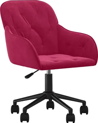 A burgundy velvet office chair with a black base and wheels, shown against a white background.