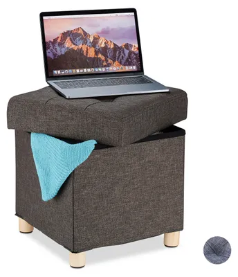 Obrázek produktu pro Relaxdays 4052025916862, Vnitřní, MDF, Textil, Pěna, Dřevo, Hnědá, Dřevo, Dřevo (barva/vůně), Kostka, Obrázek vytvořený pomocí AI