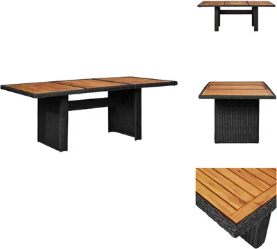 Zdjęcie produktu dla vidaXL Stół ogrodowy czarny 200x100x74 cm z polirattanu - Stoły ogrodowe
