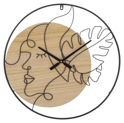 Produktbild von Wanduhr Elegant B aus schwarzem Eisen und braunem Holz