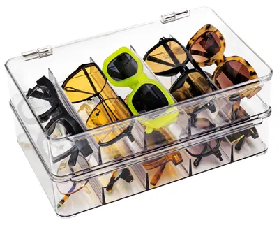 Immagine prodotto di Organizzatore per occhiali, trasparente, set da 2, scatola portaocchiali da sole