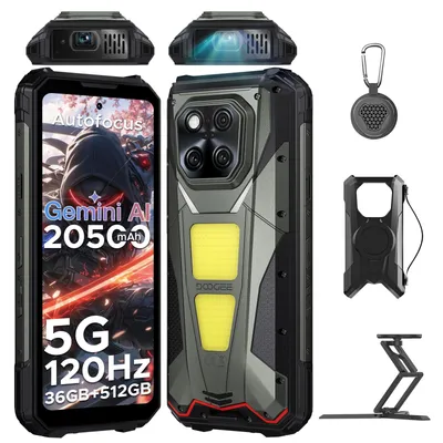 Imagen del producto de DOOGEE V Max Play 5G: Smartphone Android 15 para exteriores, resistente, con  IP68/IP69K, pantalla de 6,78" a 120Hz, batería de 20500mAh, 36+512GB de almacenamiento, cámara de 200MP, NFC, lector de huellas dactilares, sin contrato