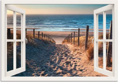 Produktbild von ARTland Wandbild Alu für Innen & Outdoor Weg zum Nordseestrand, weiß Größe: 70x50 cm