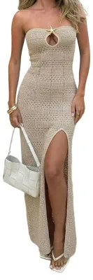 Produktbild von Elzusha – Maxikleid ohne Träger mit hohem Schlitz