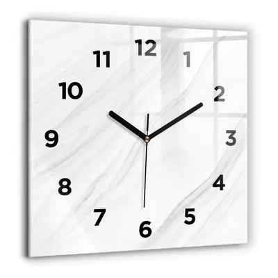 Produktbild von Wallfluent Große Wanduhr – Stilles Quarzuhrwerk - Uhr Dekoration Wohnzimmer Schlafzimmer Küche - Zifferblatt - schwarze Zeiger - 60 cm - Dekorativer Marmor
