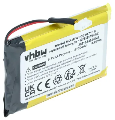 Produktbild von vhbw Akku Ersatz für Satmap 1S2PE583759-02X, ACT10-BAT-00146 für GPS Navigation Navi (2700 mAh, 3,7 V, Li-Polymer)
