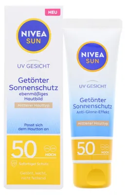 Produktbild von NIVEA SUN UV Gesicht Getönter Sonnenschutz LSF 50 Mittlerer Hauttyp 50 ml Nicht Fettend