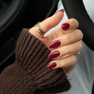Produktbild von Press On Nails Kurz Weinrot Mandel 24 Stück Gel Kunstnägel zum Aufkleben
