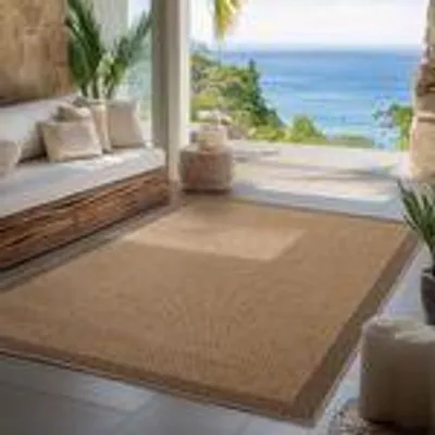 Produktbild von Carpettex Indoor Outdoor Teppich wetterfest, robust, Modern Boho Design, Küche, Terrasse, Garten, Balkon, Größe: 140 x 200 cm, Farbe: Beige-2